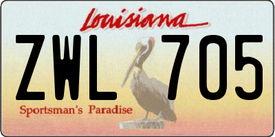 LA license plate ZWL705