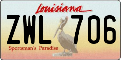 LA license plate ZWL706