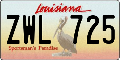LA license plate ZWL725