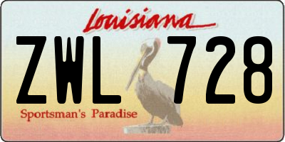 LA license plate ZWL728