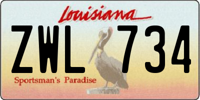 LA license plate ZWL734