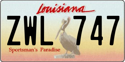 LA license plate ZWL747
