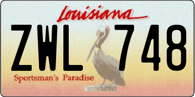 LA license plate ZWL748