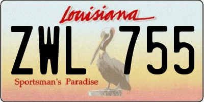 LA license plate ZWL755