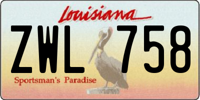 LA license plate ZWL758