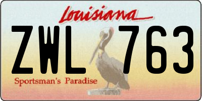 LA license plate ZWL763