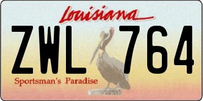 LA license plate ZWL764