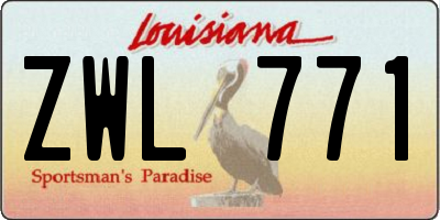 LA license plate ZWL771