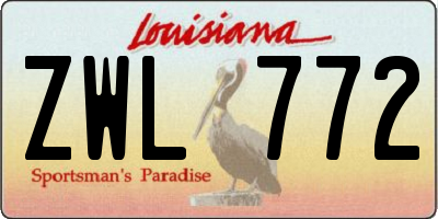 LA license plate ZWL772