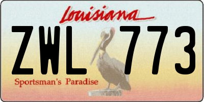 LA license plate ZWL773