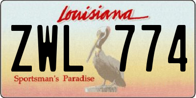 LA license plate ZWL774