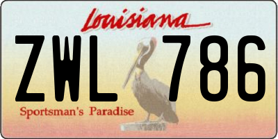 LA license plate ZWL786