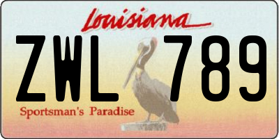 LA license plate ZWL789