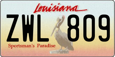 LA license plate ZWL809