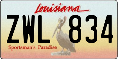 LA license plate ZWL834