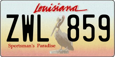 LA license plate ZWL859