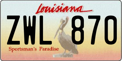 LA license plate ZWL870