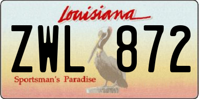 LA license plate ZWL872