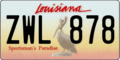 LA license plate ZWL878