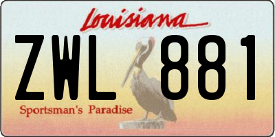 LA license plate ZWL881