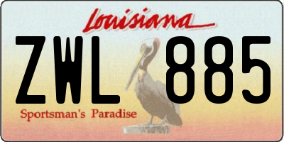 LA license plate ZWL885