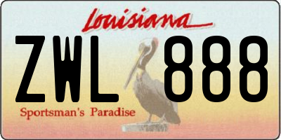 LA license plate ZWL888