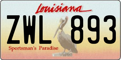 LA license plate ZWL893