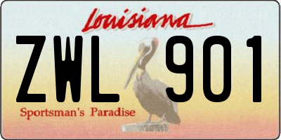 LA license plate ZWL901