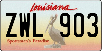 LA license plate ZWL903