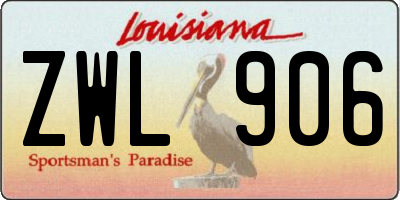 LA license plate ZWL906