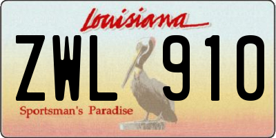 LA license plate ZWL910
