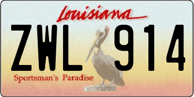 LA license plate ZWL914