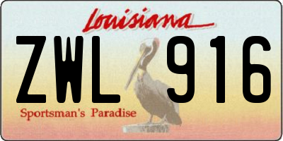 LA license plate ZWL916