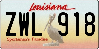 LA license plate ZWL918