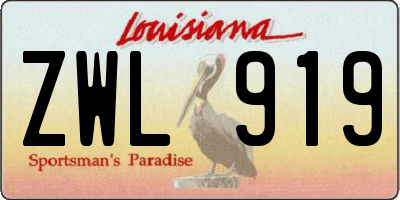 LA license plate ZWL919