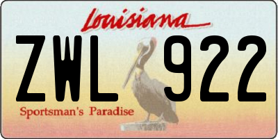 LA license plate ZWL922