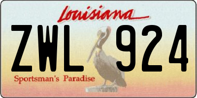 LA license plate ZWL924