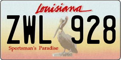 LA license plate ZWL928