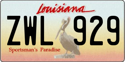 LA license plate ZWL929