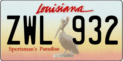 LA license plate ZWL932