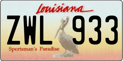 LA license plate ZWL933