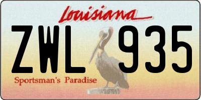 LA license plate ZWL935