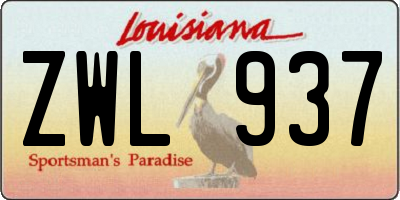 LA license plate ZWL937