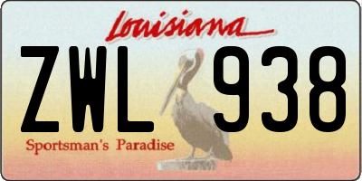 LA license plate ZWL938