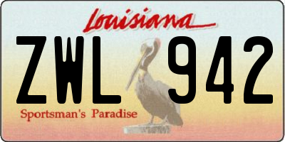 LA license plate ZWL942