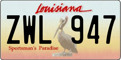 LA license plate ZWL947