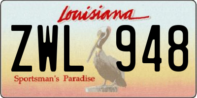LA license plate ZWL948