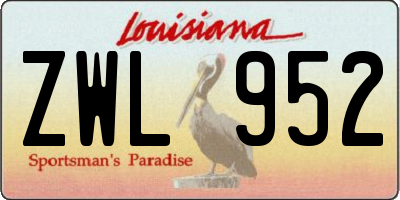 LA license plate ZWL952