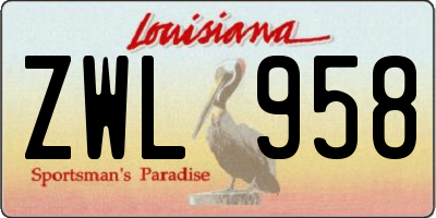 LA license plate ZWL958