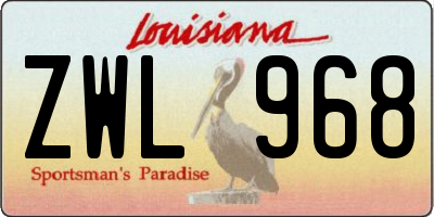 LA license plate ZWL968